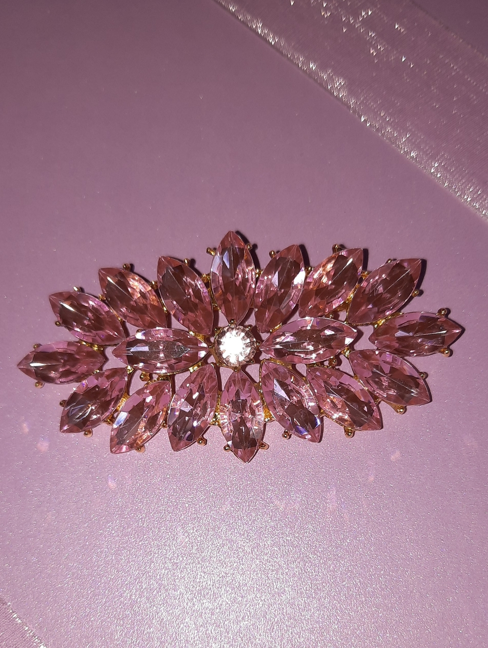 Pink Crystal Floral Brooch